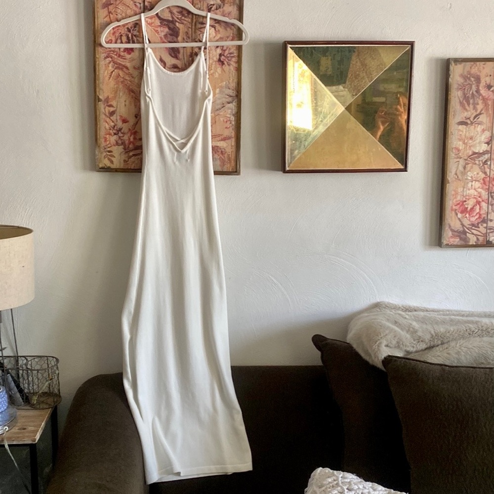 REVOLVE SNDYS WHITE MAXI DRESS SLIT BODYCON KNIT XS - Picture 5 of 15